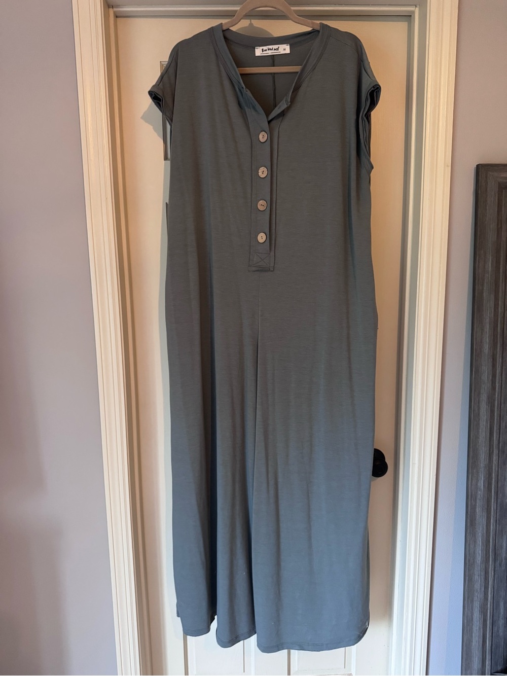 Three Bird Nest Slate Gray Button-Front Jumpsuit